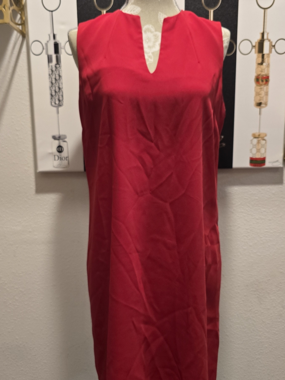 Sleeveless Red Shift Dress